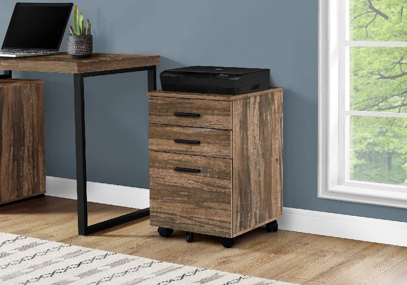 small filing cabinet for home use -Filing Cabinet - 3 Drawer / Brown Reclaimed On Castors