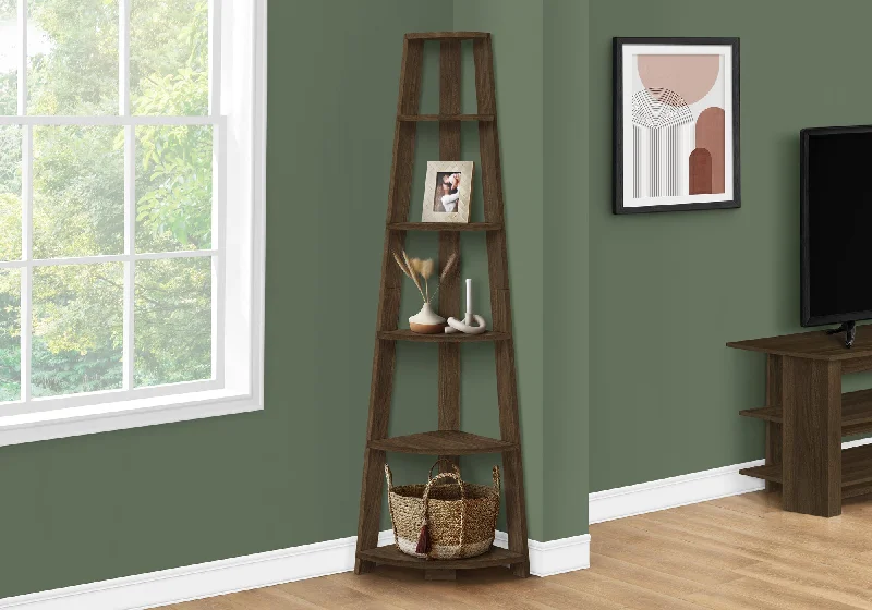 bookshelf with high-quality materials for durability -Bookcase - 72""H / Dark Walnut Corner Accent Etagere