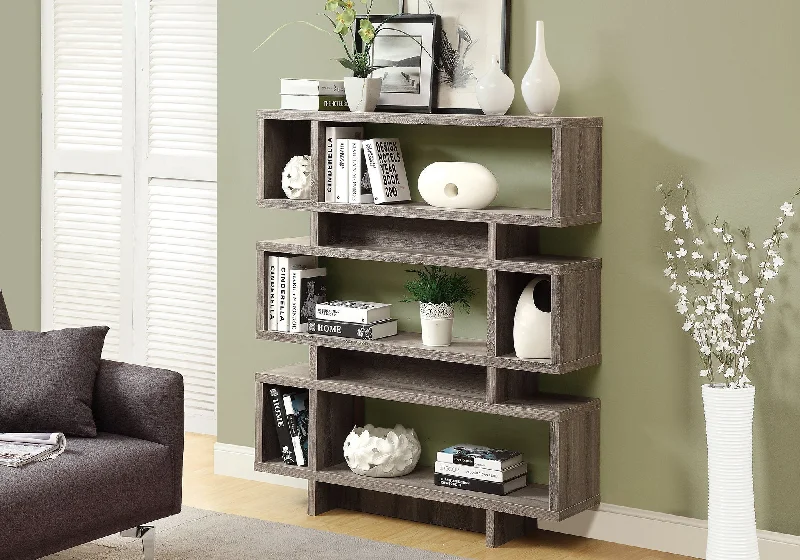 bookshelf with extra shelves for functional storage -Bookcase - 55"H / Dark Taupe Modern Style