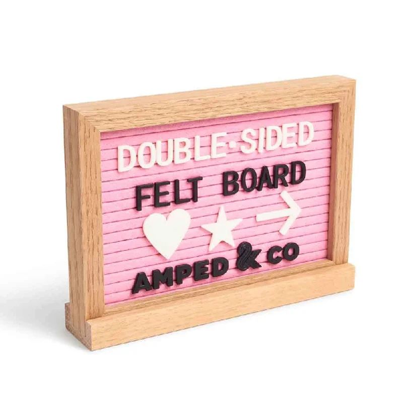 office supplies for task management systems-Double Sided 2in1 Message Board, Felt Letterboard Plus Whiteboard, Oak Frame