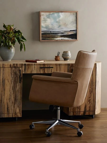 heavy-duty chair for professional office use -Driftwood Leather Desk Chair