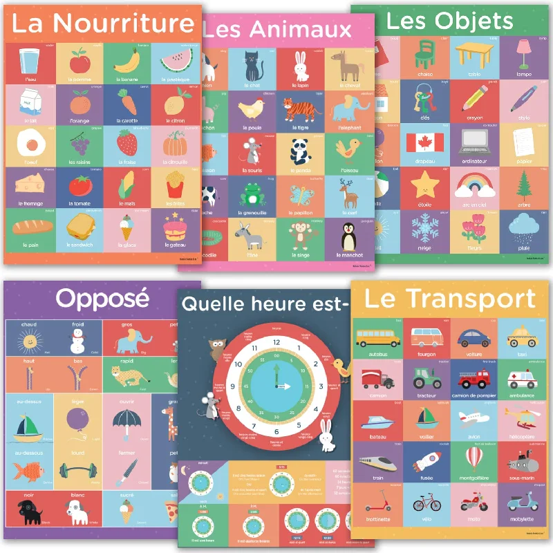 office supplies for the modern workplace-French Classroom Posters Six Pack - Each Poster is 13 x 17 inches and Dry-Erase