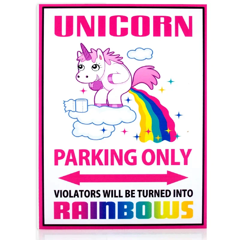 office supplies for managing team goals-Funny Unicorn Poop Parking Only Sign  Unicorn Pooping Rainbows Is 8 X 12 Inches