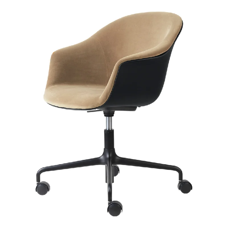 rolling office chair with ergonomic armrest positioning -Bat Meeting Chair - 4-Star Base w/ Castors - Height Adjustable - Front Upholstered