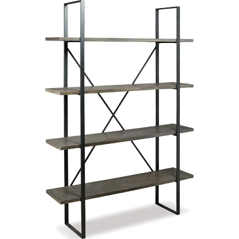 small bookshelf with space for plants -Gilesgrove Bookcase - Black/Gray