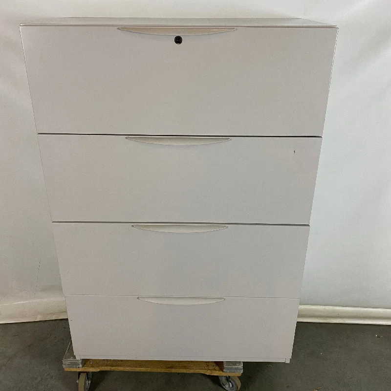 filing cabinet with digital lock and key backup -Haworth R217 Grey 4 Drawer Lateral Filing Cabinet