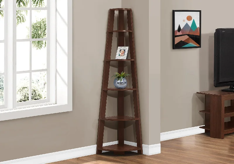 bookshelf for books and home decor accessories -Bookcase - 72"H / Cherry Corner Accent Etagere