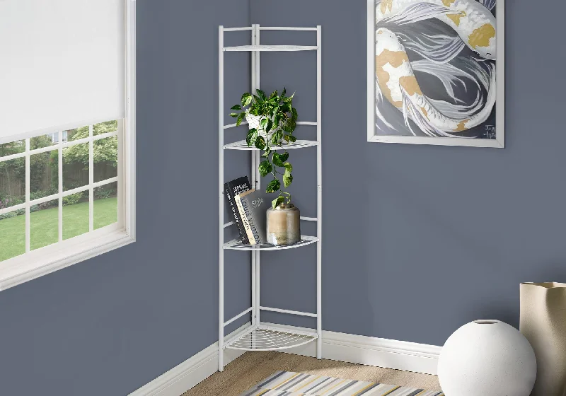 Bookcase - 58"H / White Metal Corner Etagere