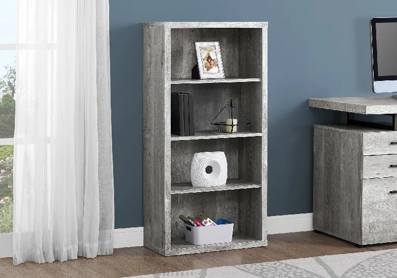 bookshelf with intricate design for artistic spaces -Bookcase - 48"H / Grey Reclaimed Wood-Look / Adj. Shelves