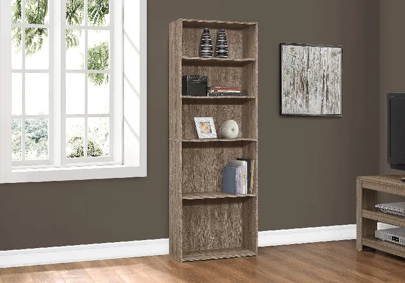 bookshelf for fitting neatly into small living rooms -Bookcase - 72"H / Dark Taupe With 5 Shelves