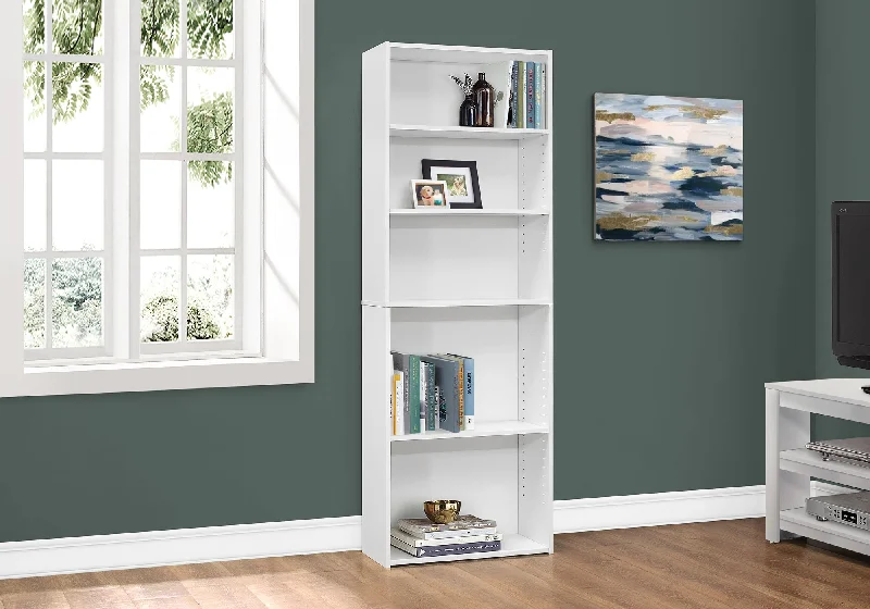 bookshelf with deep-set shelves for large volumes -Bookcase - 72"H / White With 5 Shelves