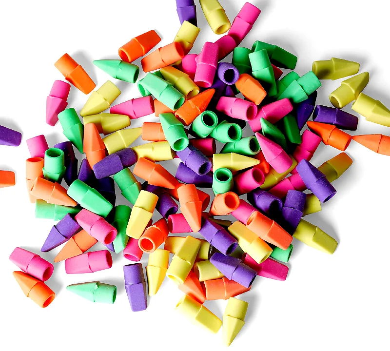 sustainable paper products office supplies-Incredible Value Bulk 120 Pencil Eraser Tops - Neon Pencil Top Erasers - Assorted Colors