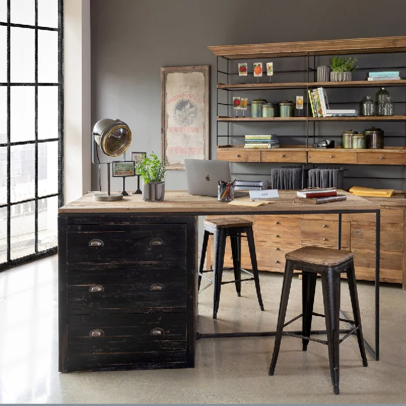 wooden computer desk-Industrial Tall Artist Desk