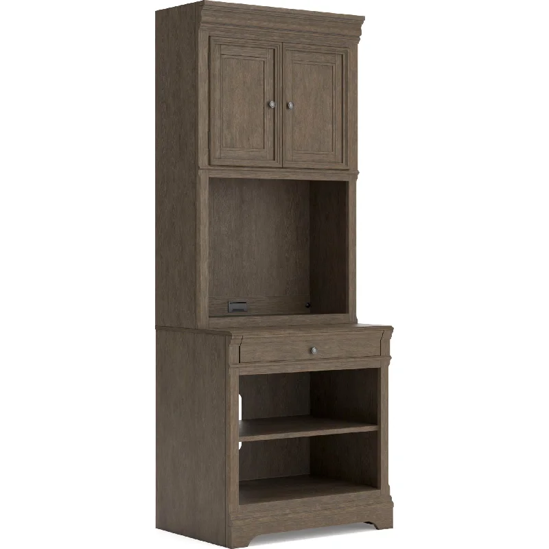 minimalist bookshelf with clean and sleek design -Janismore Bookcase - Weathered Gray