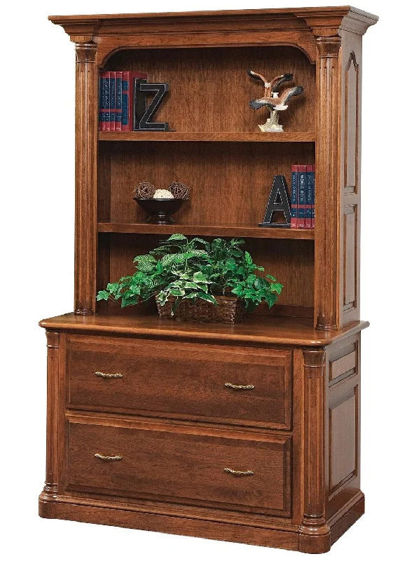 tall standing bookshelf for books -Jefferson Amish Lateral File & Bookshelf