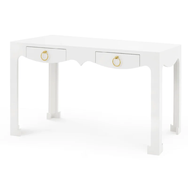 compact minimalist desk-Jordan Console Table-Desk in Chiffon White