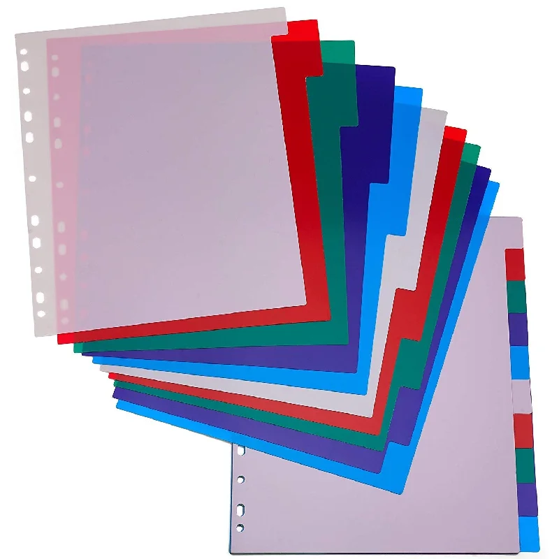 office supplies for business owners-Kicko 3-Ring Binder Dividers with 10-Color Tabs  2 Pack Durable Ring Binders