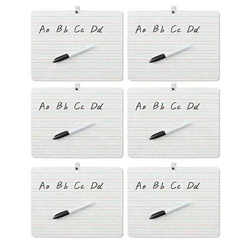 office supplies for filing systems-Kicko 6 Pack Double-Sided Dry-Erase Board with Marker for Classroom, Teacher, Home School