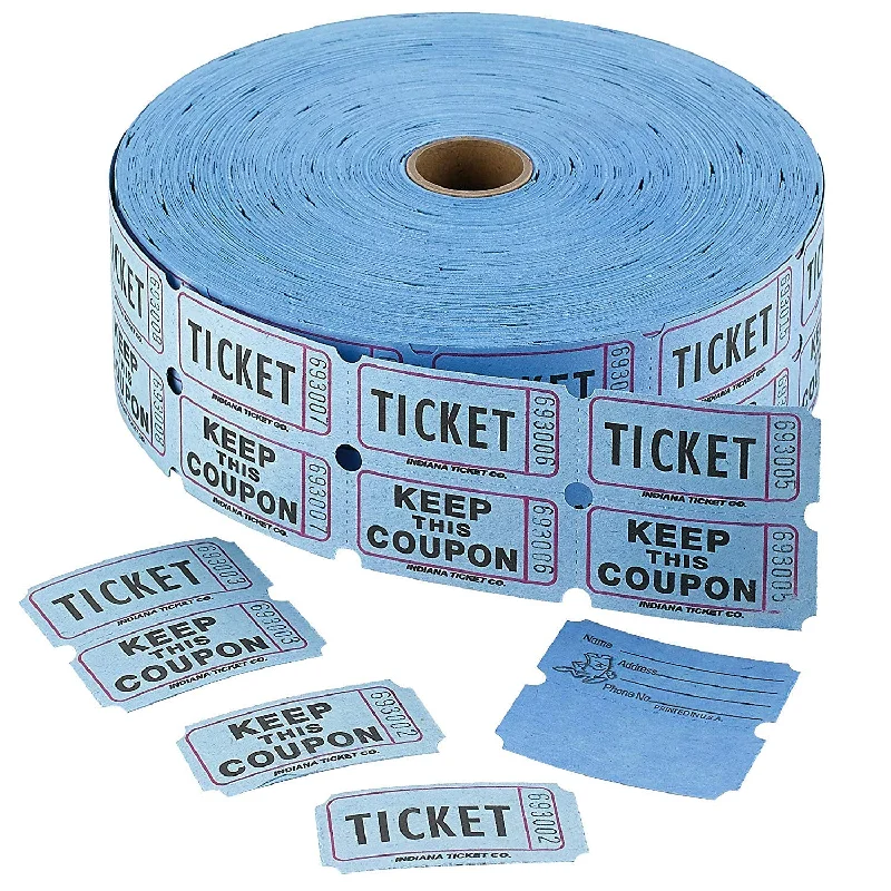 office supplies for paper management-Kicko Admit 1 Double Ticket Rolls  Blue  2000 Per Roll  Carnival Tickets - Concert