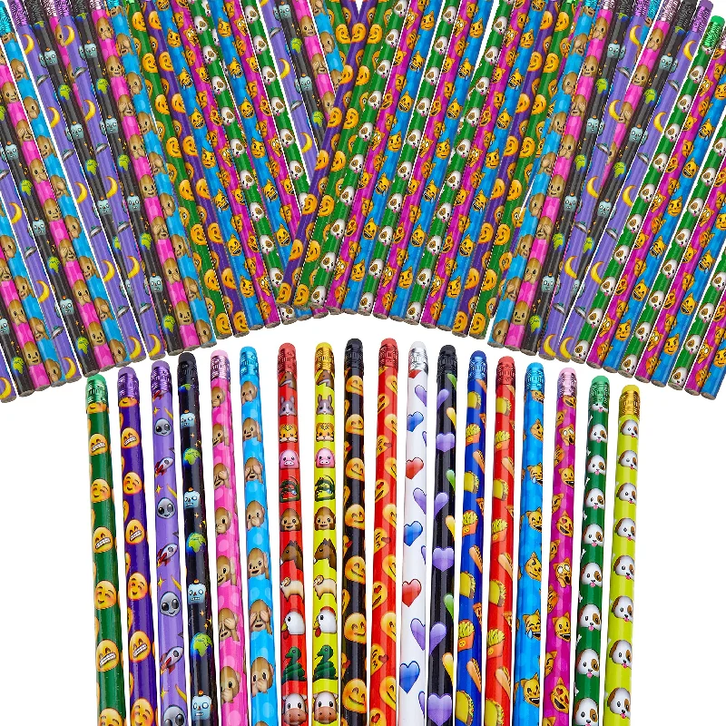 office supplies for improving office teamwork-Kicko Emoticon Pencil Assortment - 144PK - 7.5 inch - Assorted Colorful Pencils for Kids