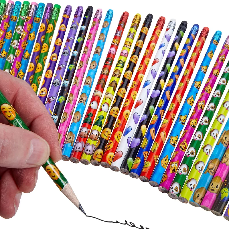 office supplies for improving workplace culture-Kicko Emoticon Pencil Assortment - 7.5 inch - Assorted Colorful Pencils for Kids, Exciting