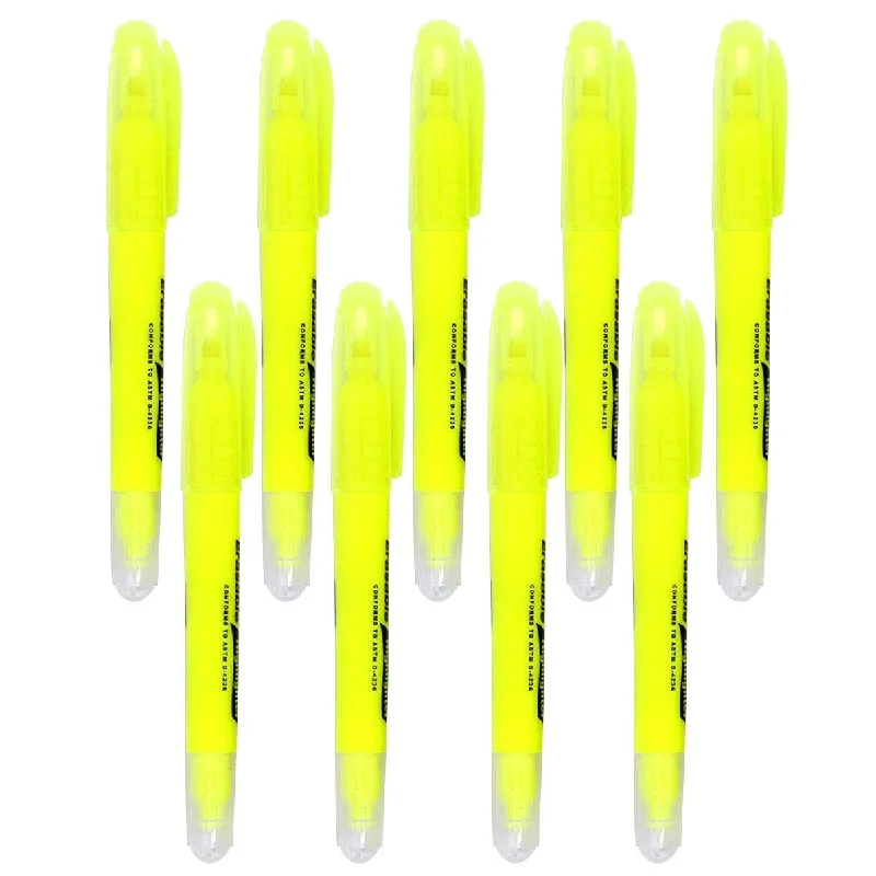 office supplies for team planning and collaboration-Kicko Erasable Yellow Highlighter - 9 Pack - 5.5 Inch - Highlighting Markers for School