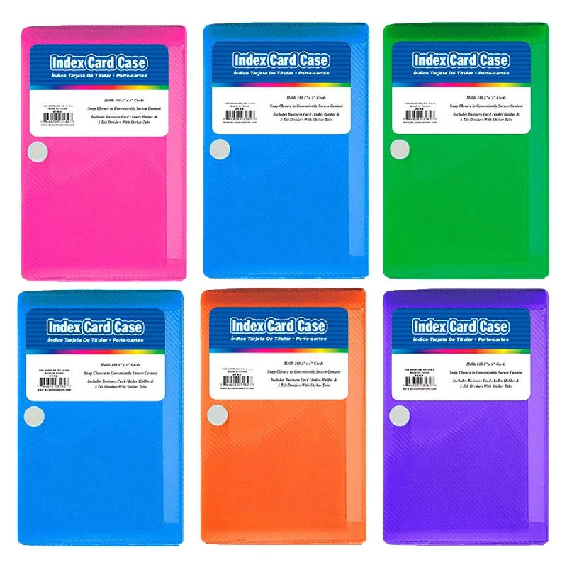 online store for office supplies-Kicko Index Card Case - Pack of 6 3 Inch X 5 Inch Colored File Binder with 5 Tab Divider