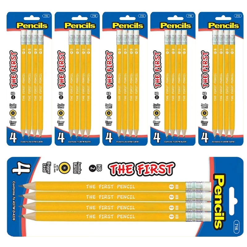 unique office supplies ideas-Kicko Jumbo Yellow Pencils - 6 packs 4 for a Complete Set of 24 Pencils - Number 2 Huge