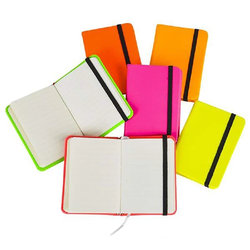 office supplies for students-Kicko Neon Notebook - Assorted 3 Inches by 4 Inches Mini Neon Colorful Pocket Notebooks