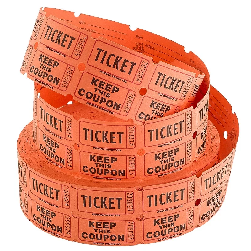 office supplies for home office-Kicko Raffle Tickets - Double Roll Tickets - Orange - Roll of 2000 Tickets - Fundraisers