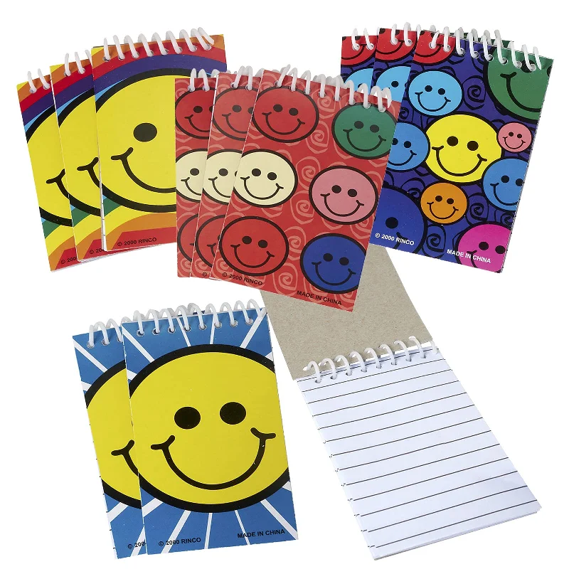 office supplies for teamKicko Spiral Smile Notebook - Pack of 12-20 Page Cute Emoticon Notebook - Emoji Notebook