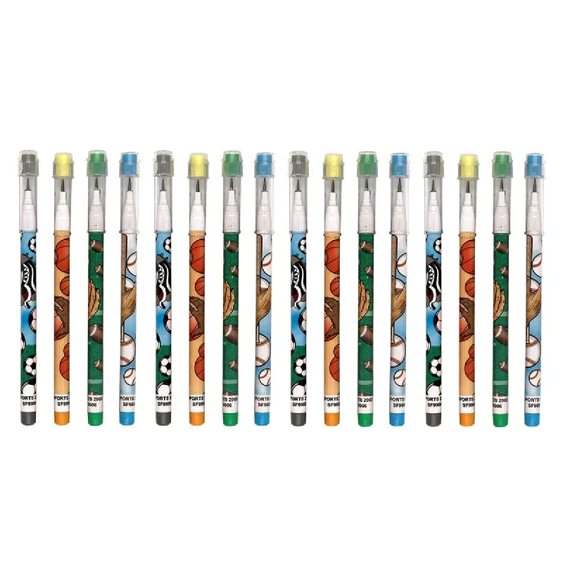 office supplies for business scheduling tools-Kicko Sports Ball Multi-Point Pencils - 24 Pack - 5.5 Inch - Retro Pop a Point Stacking