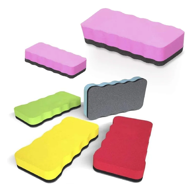 office supplies for custom workspaces-Kicko Whiteboard Erasers - 6 Pack - Magnetic Dry-Erase Board Cleaners with Foam Handle