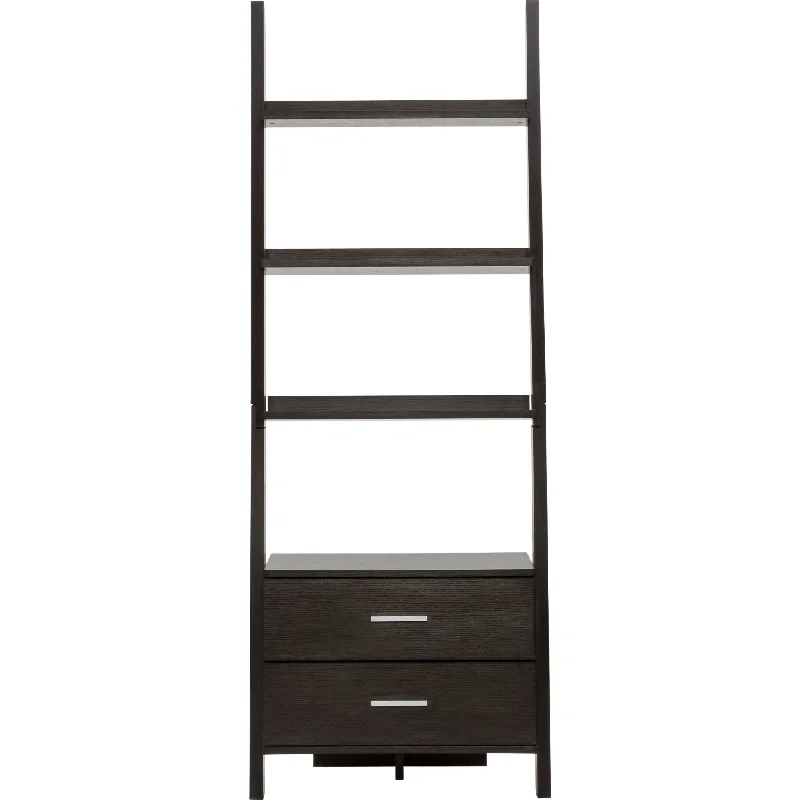 bookshelf with spacious storage options -Ladder Bookcase - Espresso