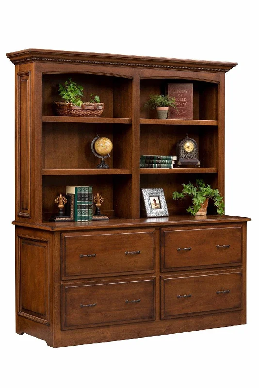 bookshelf with metal frame and wood -Liberty Amish Double Lateral File & Bookshelf