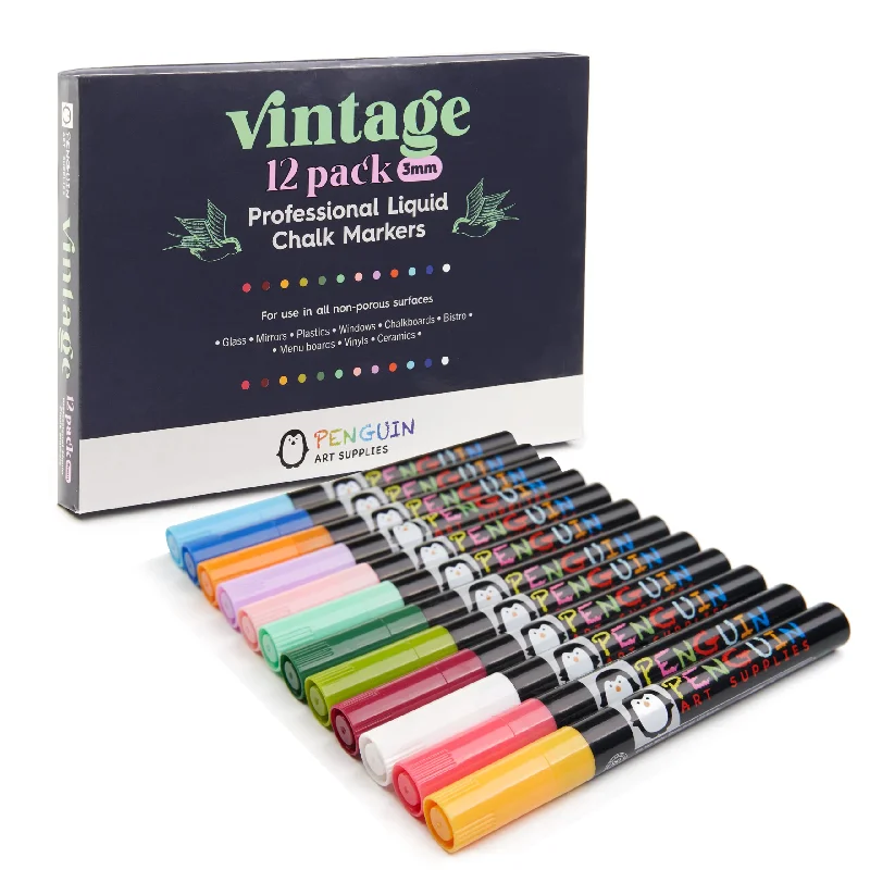 office supplies for event management-Liquid Chalk Markers - 12 Fine Tip Chalk Pens (3mm) + 24x Chalkboard Stickers -