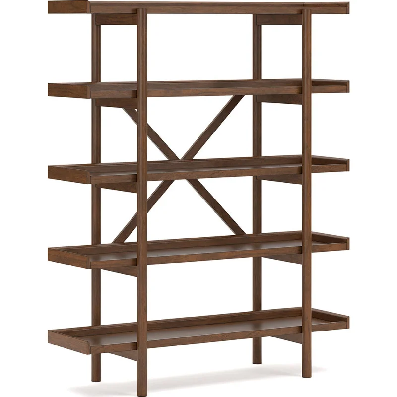 bookshelf with integrated drawers for storage -Lyncott Bookcase - Brown