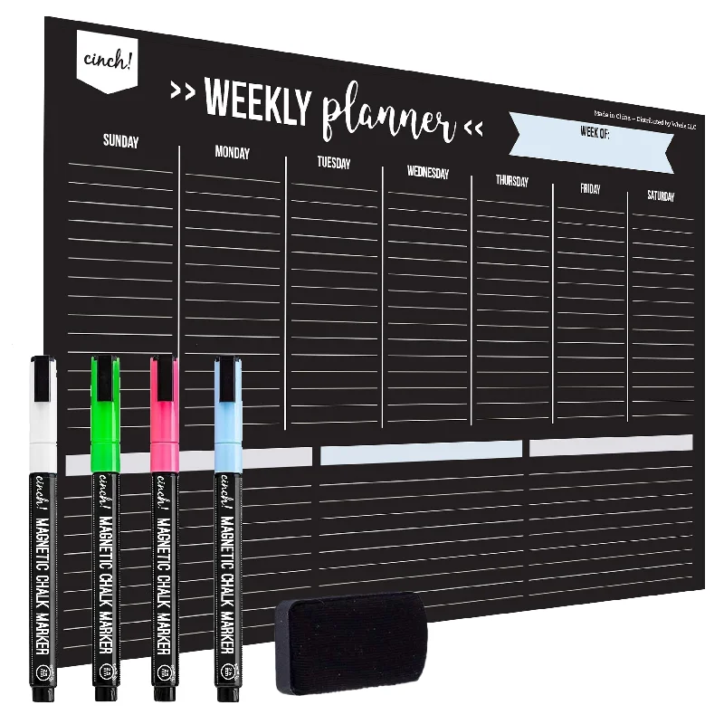 office supplies for event marketing materials-Magnetic Dry Erase Weekly Calendar Blackboard For Fridge 17"X12" - 4 Fine Tip