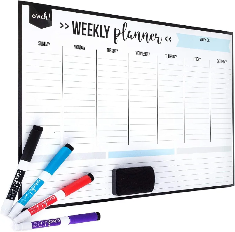 office supplies for efficient workflow-Magnetic Dry Erase Weekly Calendar Whiteboard For Fridge 17"X12" - 4 Fine Tip