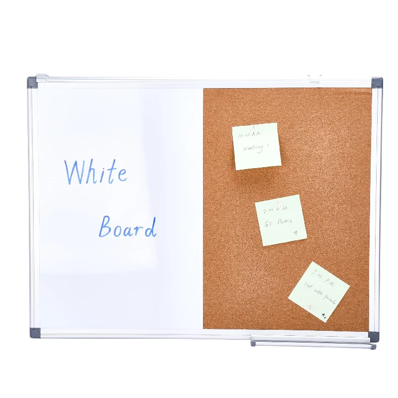 office supplies for remote teams and clients-Memo Board Set - 24x18-Inch Dual Function White Board & Cork Board Set