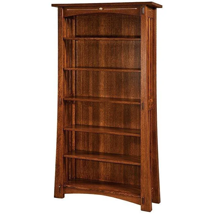 bookshelf with wood and metal accents -Mesa Open 72" Amish Bookcase