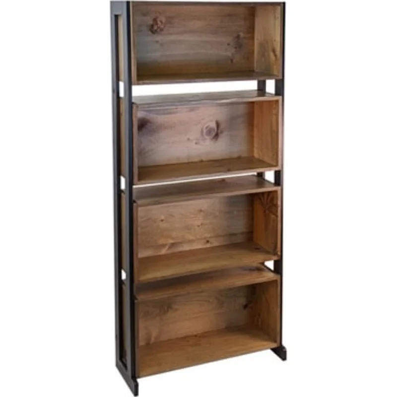 bookshelf with steel frame and wooden shelves -Mode Bookcase - Classic Stain