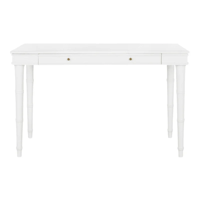 industrial reclaimed wood desk-Modern Bamboo Writing Desk in White Lacquer