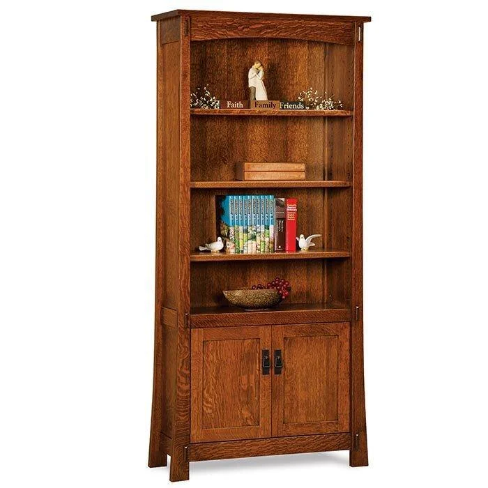 bookshelf for magazines and books -Modesto Amish Bookcase with Doors