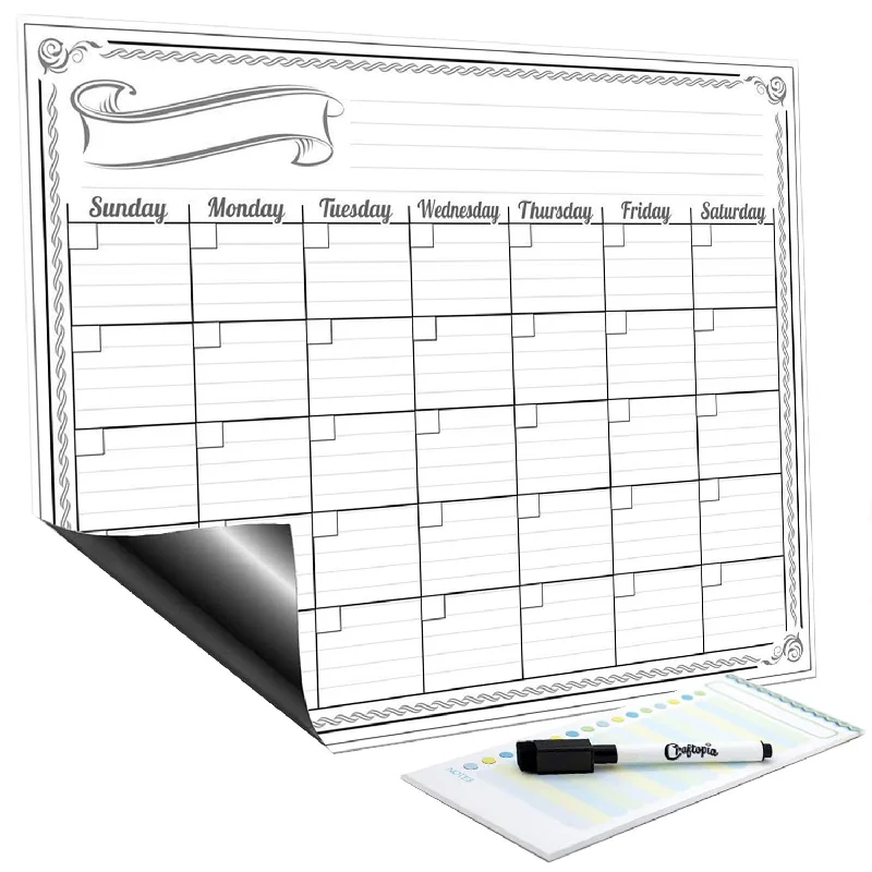 office supplies for document management apps-Monthly Weekly Magnetic Dry Erase Calendar + Free Marker (Weekly w/Clipboard