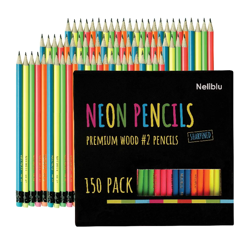 office supplies for handling correspondence-Premium Quality Pencils In Bulk 150 Neon 2 Sharpened Wood Pencils For Kids And Adults