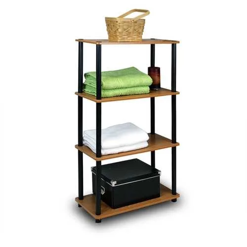 wooden bookshelf for living room -4-Tier Storage Shelf Display Rack Bookcase in Cherry Finish