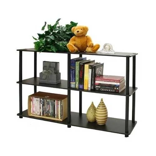 bookshelf with glass shelves -3-Tier Storage Display Shelf/Rack Bookcase in Espresso/Black