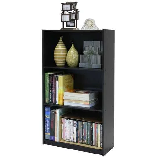 bookshelf with contemporary designs for stylish homes -3-Tier Bookcase Storage Shelves in Espresso Finish