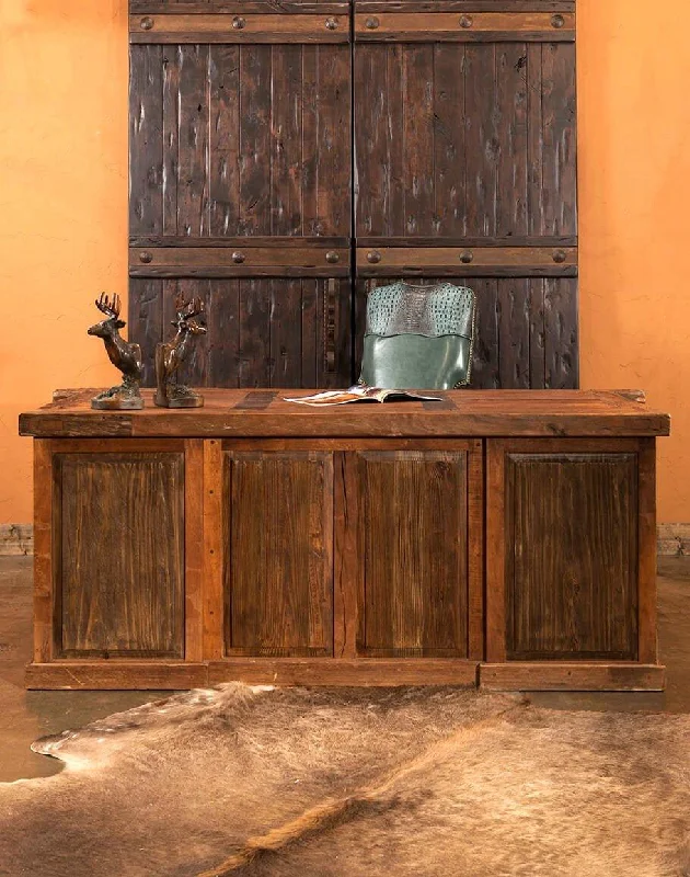 minimalist writing desk-Reclaimed Door Top Rustic Desk